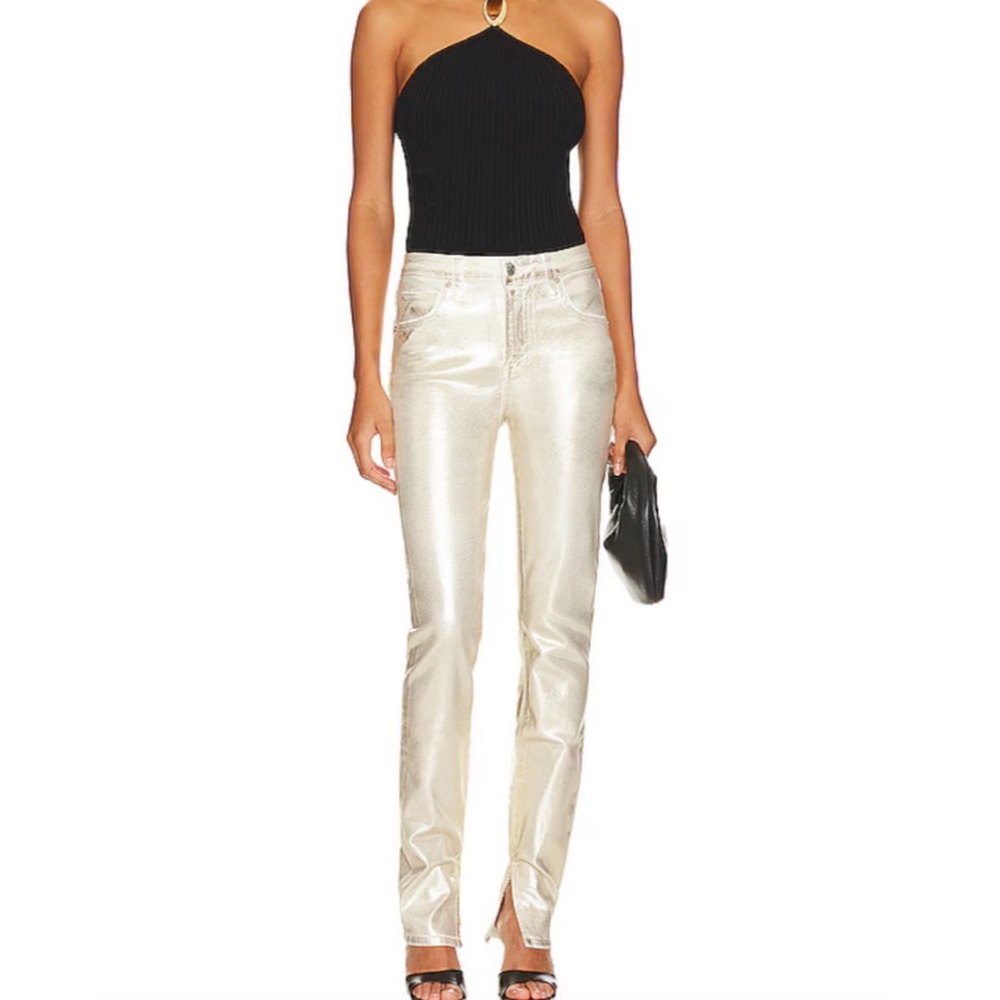 Simkhai metallic foil skinny jeans silver jeans NWOT